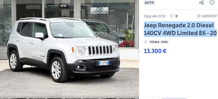 Jeep Renegade offerta Subito.it