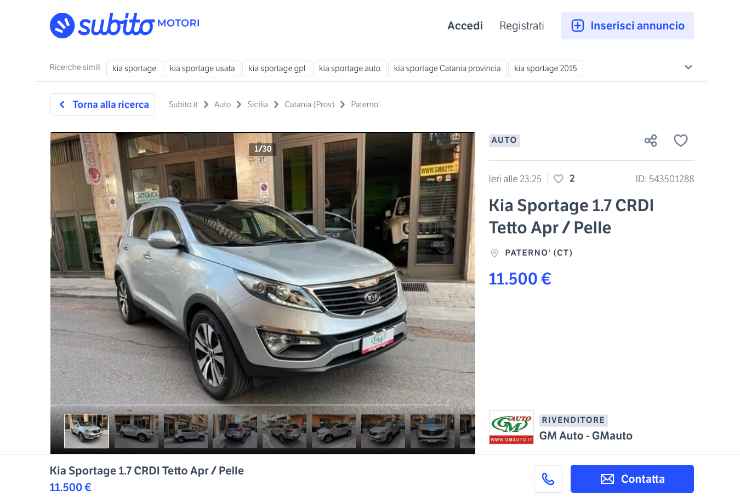Kia Sportage in vendita sul mercato dell'usato