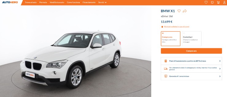 Bmw X1 autohero offerta prezzo vendita