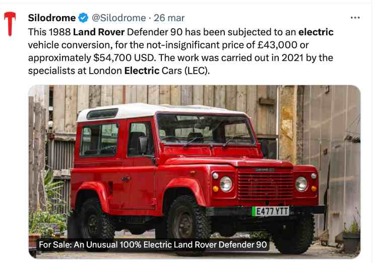 Land Rover elettrica conversione London Electric Cars