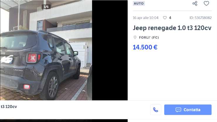 Jeep Renegade seconda mano prezzo usata sconto metà prezzo