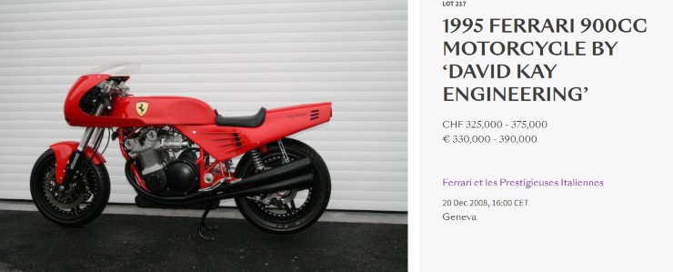 Ferrari 900 moto occasione usata David Kay lettera asta