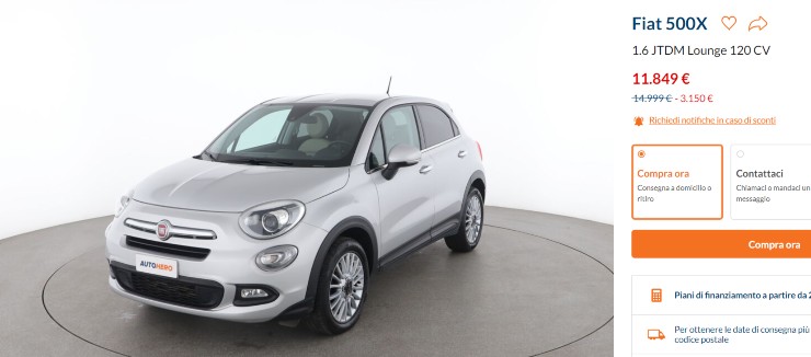 FIAT 500X SUV Italia occasione prezzo basso auto usata