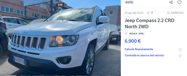 Jeep Compass auto usata occasione prezzo basso