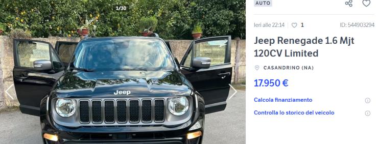 Jeep Renegade used the car event new price
