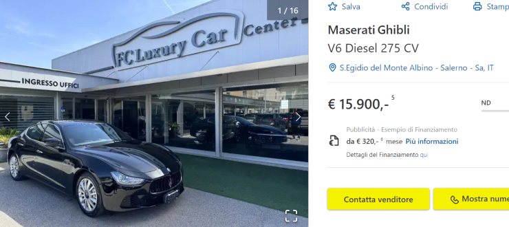 Maserati Ghibli occasione usata prezzo