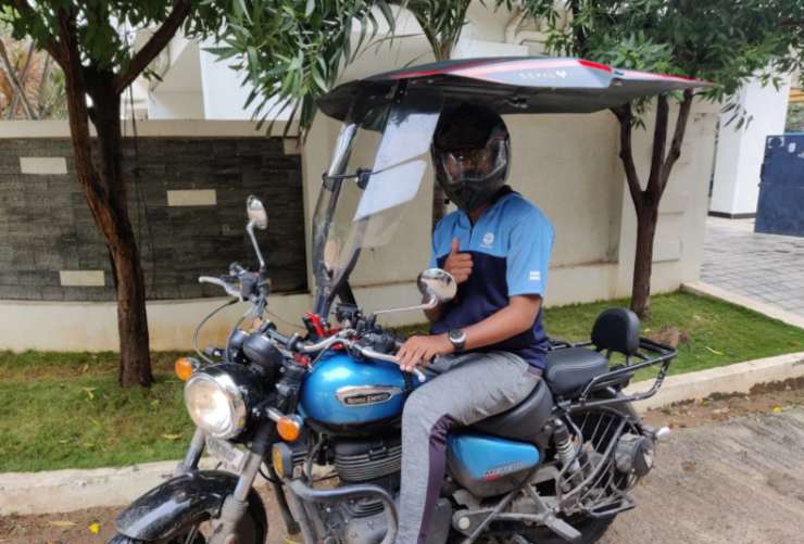 Sepal Shield protezione moto barriera novità India pioggia