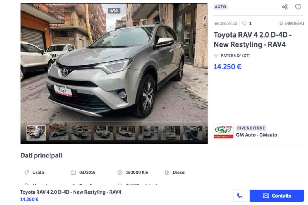 Toyota RAV 4 usato, annuncio a prezzo stracciato