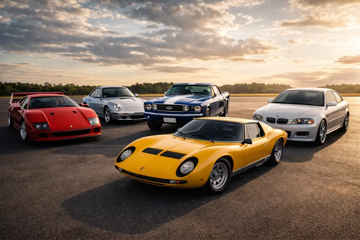 Auto d'epoca al tramonto